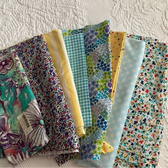 Other - Fabric bundle lot 100% cotton quilting sewing bright 8 prints remnants 1 lb 15oz